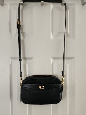 Coach Black Pebbled Leather Crossbody "Camera" Bag